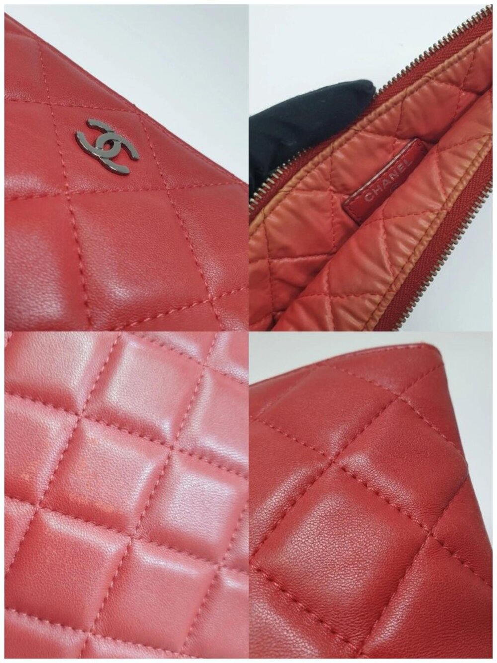 Authentic Chanel Large O Case Red Quilted Leather Clutch - Picture 10 of 12